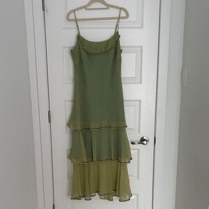 Vintage Green Silk Midi Dress